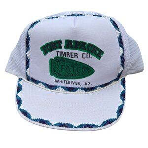 Fort Apache Timber Cap Mesh Snapback Trucker Hat Beaded Fatco Whiteriver Arizona